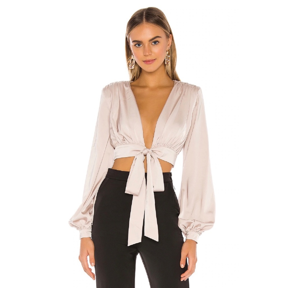 Champagne Deep-V Blouse